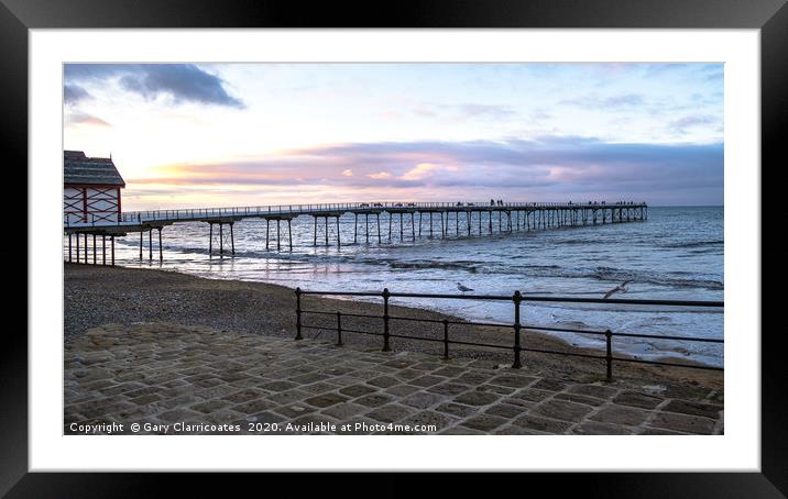 Sunset at Saltburn Framed Mounted Print by Gary Clarricoates