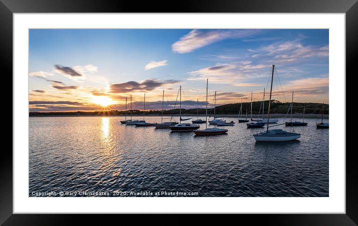 Falling Sun Over Beadnell Bay Framed Mounted Print by Gary Clarricoates