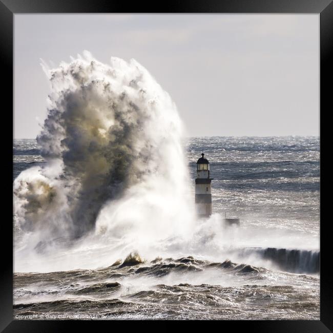 Dramatic Waves at Seaham Framed Print by Gary Clarricoates