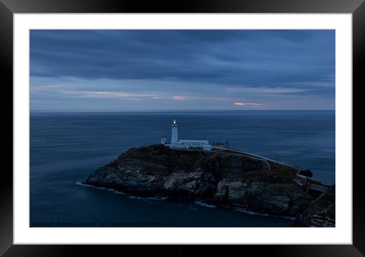 South Stack Lighthouse Night Framed Mounted Print by Brian Sandison