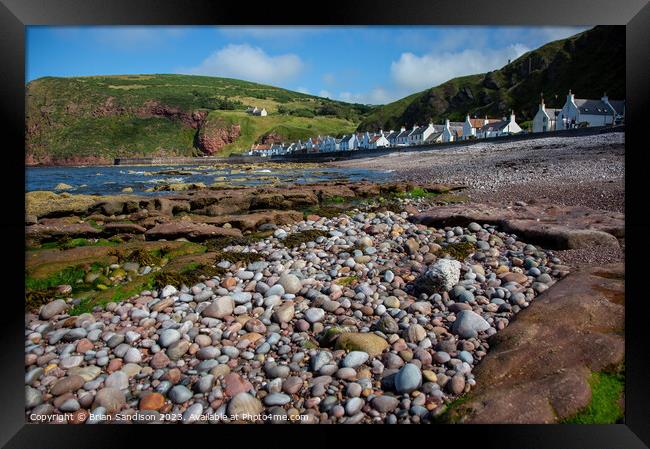 Pennan Beach and Houses Framed Print by Brian Sandison