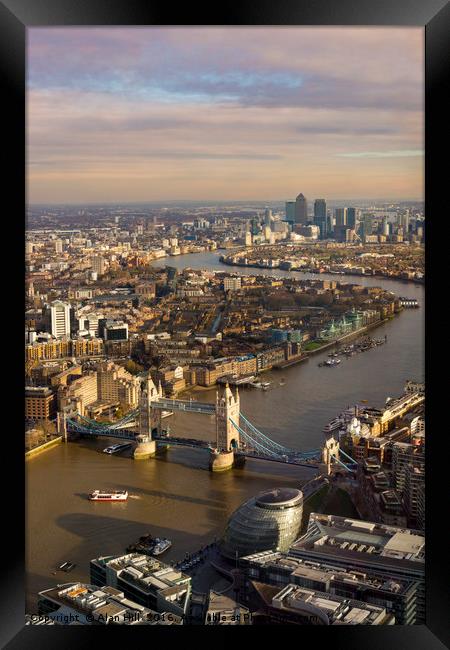 London skyline aerial view in early evening Framed Print by Alan Hill