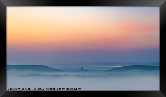 Rainbow skies, Dorset Purbeck Hills, Corfe Castle Framed Print by Alan Hill