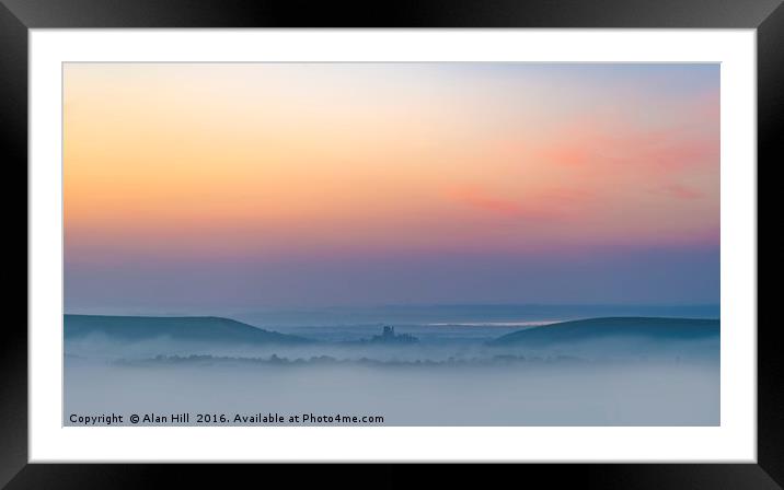 Rainbow skies, Dorset Purbeck Hills, Corfe Castle Framed Mounted Print by Alan Hill
