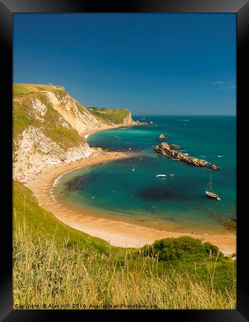 Dorset Coastline on a hot summer day Framed Print by Alan Hill