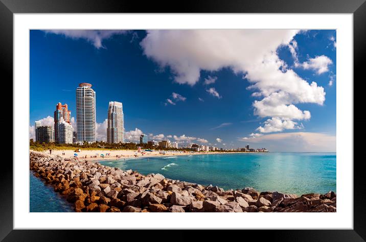 Miami Beach panorama - sun, sand and sea Framed Mounted Print by Alan Hill
