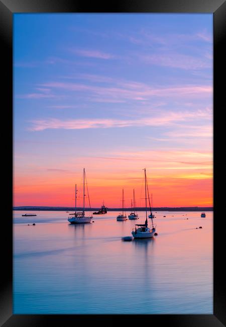Sunset over Poole Harbour Yachts Framed Print by Alan Hill