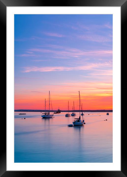 Sunset over Poole Harbour Yachts Framed Mounted Print by Alan Hill