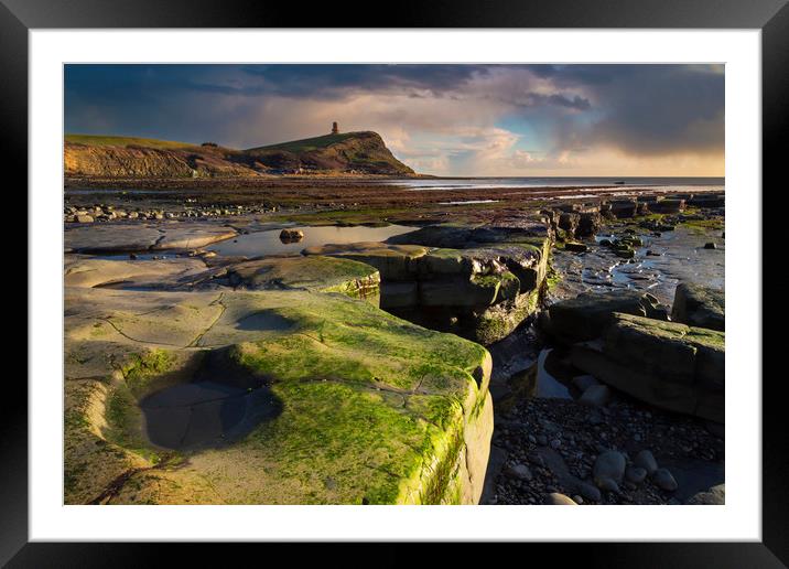 Golden hour at Kimmeridge on the Dorset Coast Framed Mounted Print by Alan Hill