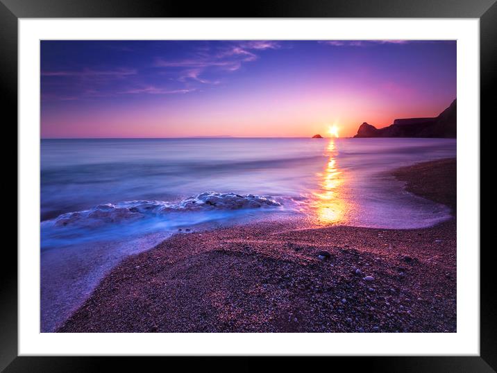 Serene South Dorset Beach and Sea at Sunset  Framed Mounted Print by Alan Hill