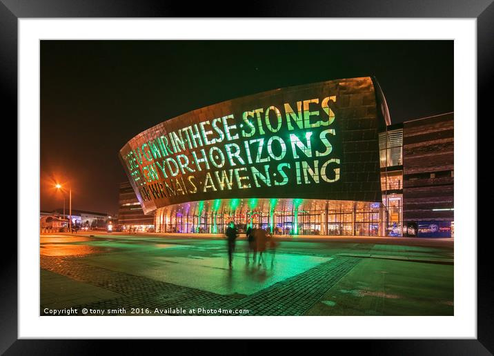 Millennium Centre Cardiff Bay  Framed Mounted Print by tony smith
