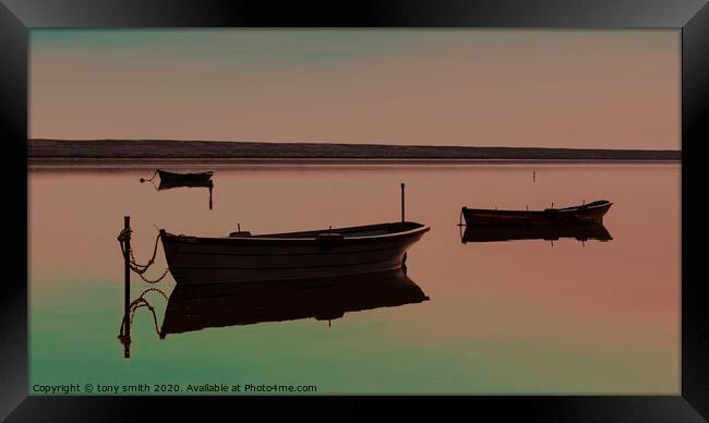 Fishing Boats Fleet Lagoon Framed Print by tony smith