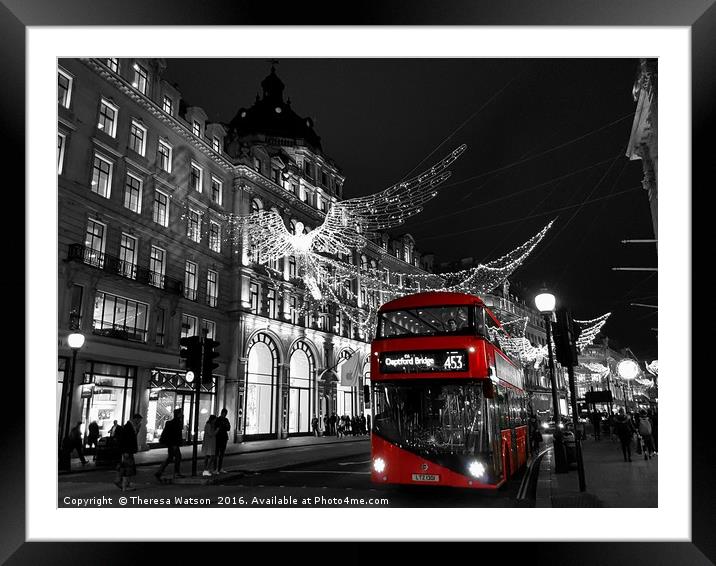 Regent Street Christmas Splash  Framed Mounted Print by Theresa Watson