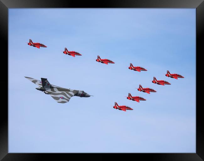 Avro Vulcan and the Red Arrows Framed Print by Stephen Wright