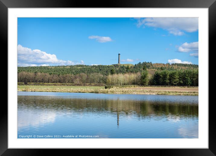 The Waterloo Monument reflected in the unnamed loch near Jedburgh Framed Mounted Print by Dave Collins