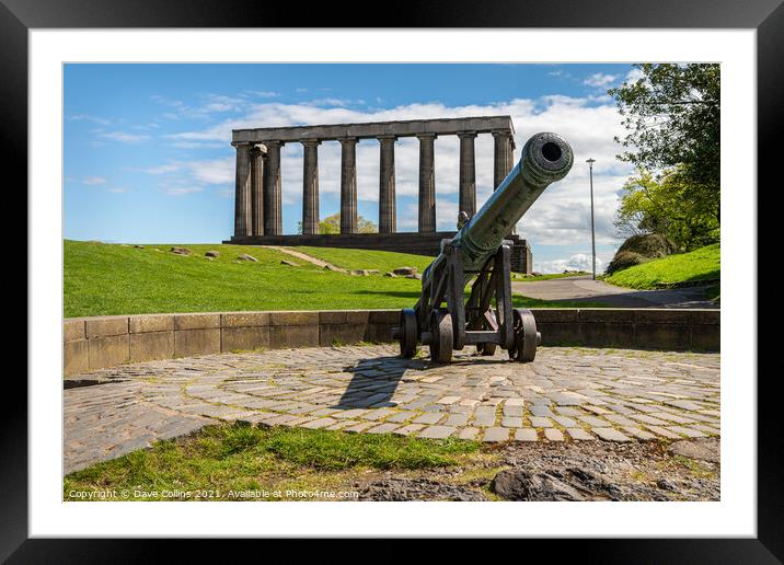 The Portuguese Cannon with the National Monument of Scotland in the background, Carlton Hill, Edinburgh, Scotland Framed Mounted Print by Dave Collins