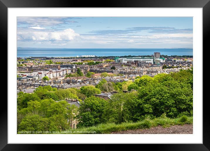 View of Edinburgh from Carlton Hill looking East towards the Easter Road Football Stadium,  Scotland Framed Mounted Print by Dave Collins