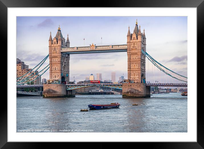 Tower Bridge over the River Thames at Dusk  Framed Mounted Print by Dave Collins