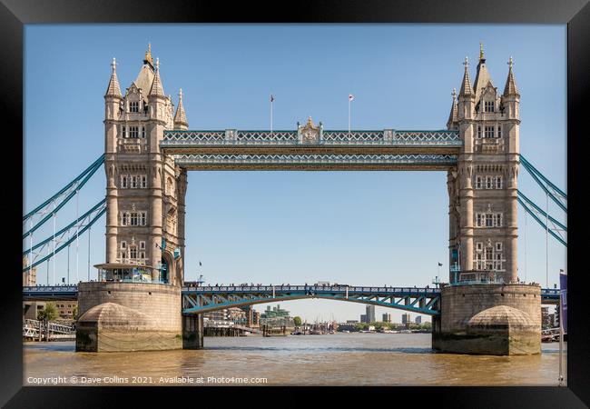 Tower Bridge from a boat in the Thames. London, UK Framed Print by Dave Collins