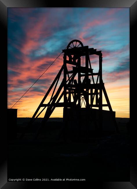 Silhouette at dusk of Magpie Mine in the Peak District, Derbyshire Framed Print by Dave Collins