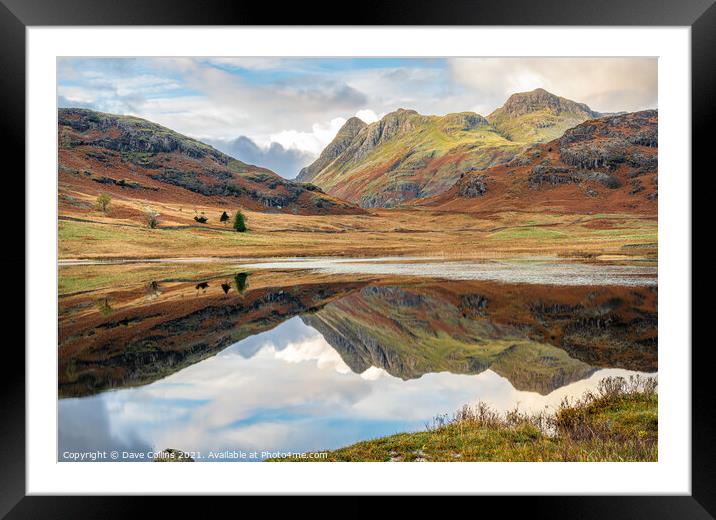 Outdoor Reflections in Blea Tarn in the Langdales hanging Valley in the Lake District, Cumbria, England Framed Mounted Print by Dave Collins
