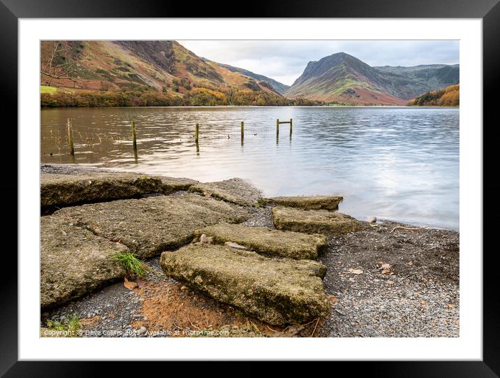 Stones n the Edge of Lake Buttermere in the Lake District in Cumbria, England Framed Mounted Print by Dave Collins