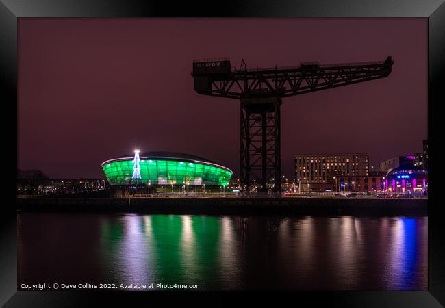Finnieston Crane on the river Clyde with the Hydro multi-purpose indoor  Framed Print by Dave Collins