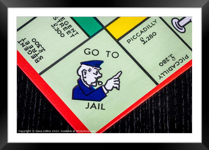 Go To Jail square on a UK Monopoly Board Framed Mounted Print by Dave Collins
