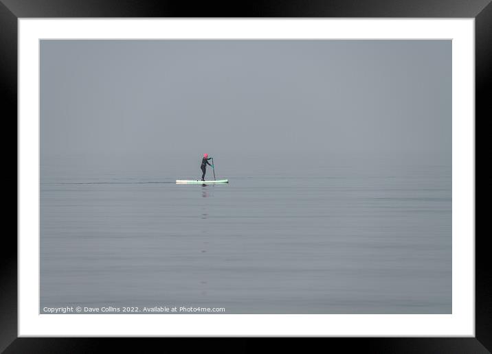 A woman on a paddle board in still waters in the mist of the Firth of Forth, Edinburgh, Scotland Framed Mounted Print by Dave Collins