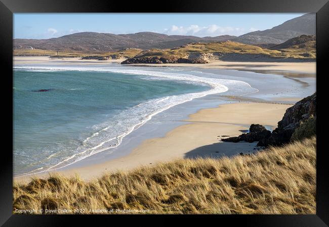 Waves on Carnish Beach and Cappadale Sands at Low Tide, Isle of Lewis, Scotland Framed Print by Dave Collins