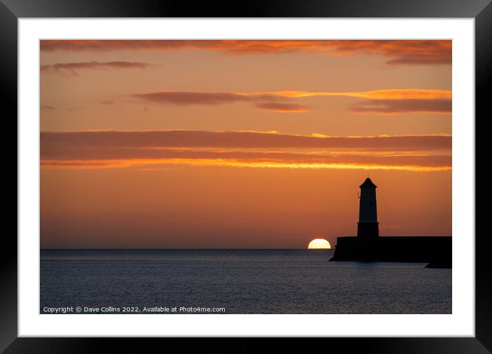 Sunrise behind the light tower, Berwick upon tweed  Framed Mounted Print by Dave Collins
