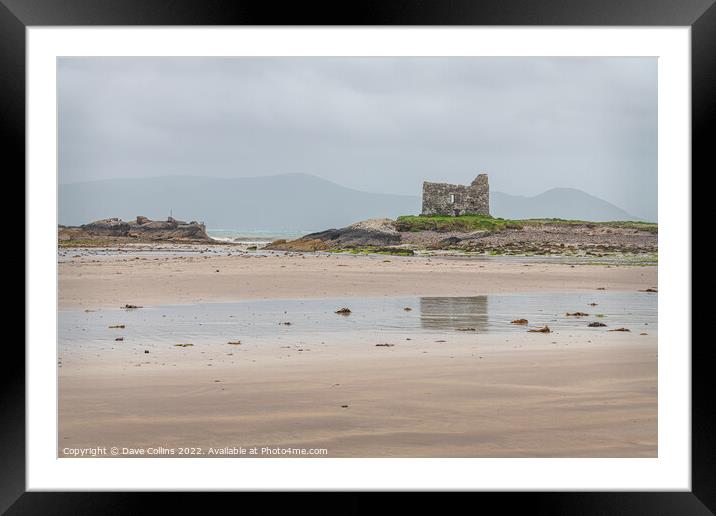 Ballinskelligs Castle from Ballinskelligs Beach at low tide, County Kerry, Ireland Framed Mounted Print by Dave Collins