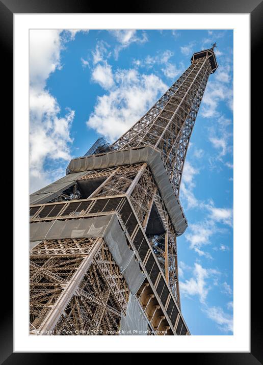 Quirky angle looking up at the Eiffel Tower, Paris, France Framed Mounted Print by Dave Collins