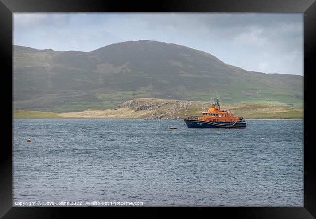 Knightstown RNLI Lifeboat moored in the bay, County Kerry, Ireland Framed Print by Dave Collins