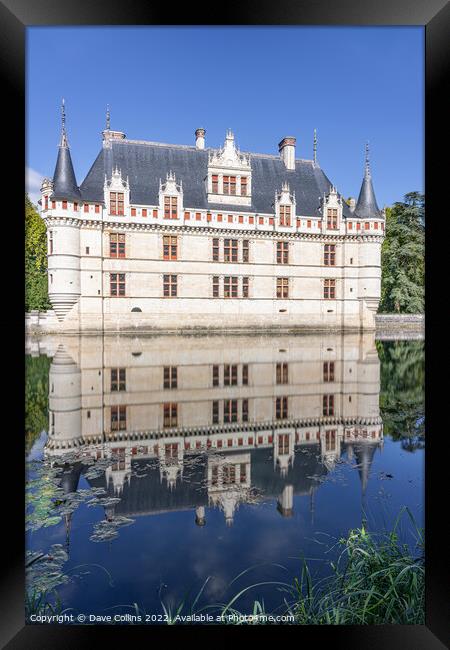 Reflections in the pond at Château d'Azay-le-Rideau. France Framed Print by Dave Collins