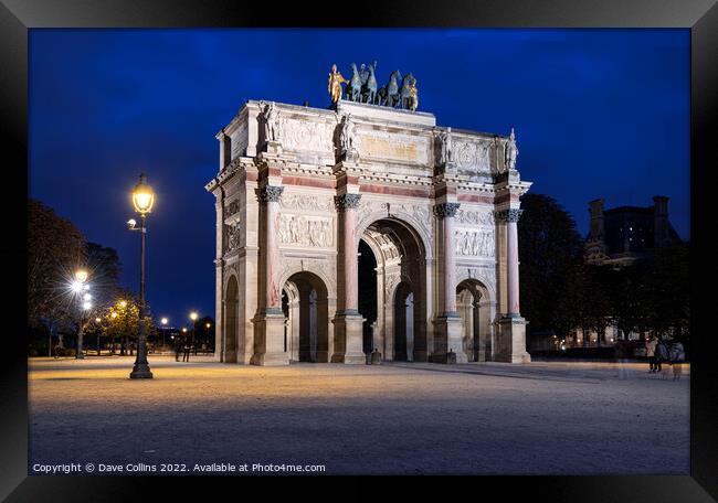 The Arc de Triomphe du Carrousel located in the Place du Carrousel, Paris, France Framed Print by Dave Collins