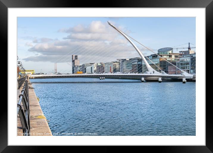 The Samuel Beckett Bridge over the River Liffey in Dublin, Ireland (Looking downstream from the North bank) Framed Mounted Print by Dave Collins