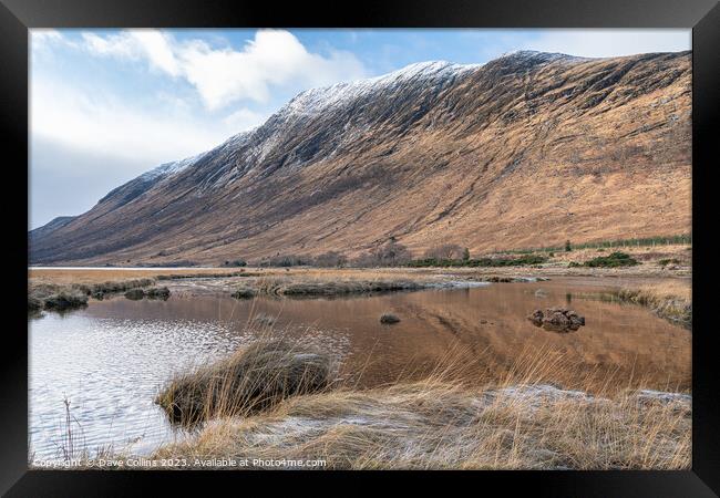 The meeting point of River Etive and the Loch Etive on a frosty morning in the Highlands, Framed Print by Dave Collins