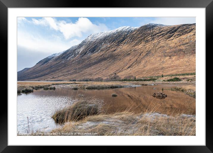 The meeting point of River Etive and the Loch Etive on a frosty morning in the Highlands, Framed Mounted Print by Dave Collins