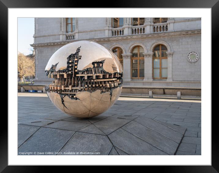 The Sphere Within Sphere art installation outside the  Berkeley Library at the center of Trinity College, Dublin, Ireland Framed Mounted Print by Dave Collins
