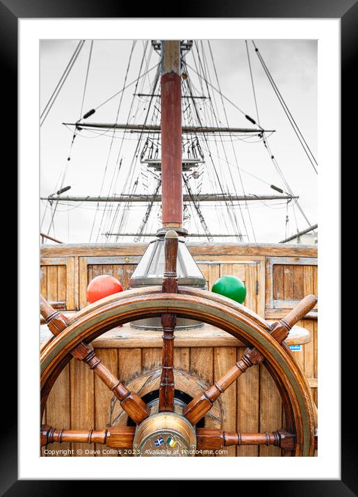 The Steering Wheel of the Jeanie Johnston replica famine ship, Dublin, Ireland Framed Mounted Print by Dave Collins
