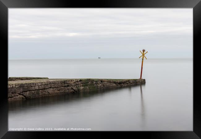 Long Exposure of a pier and peir marker in Dun Laoghaire, Ireland Framed Print by Dave Collins