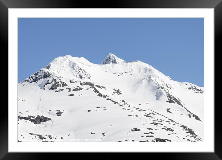Sun and shadows on a snow covered mountain, Whittier, Alaska, USA Framed Mounted Print by Dave Collins