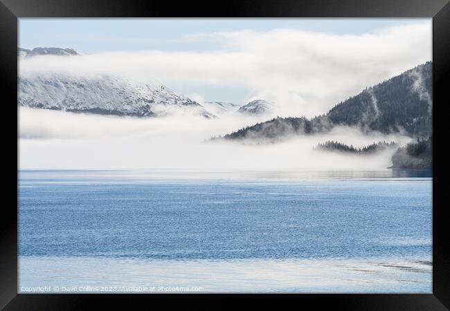 Fog on the mountains and sea in Passage Canal, Whi Framed Print by Dave Collins