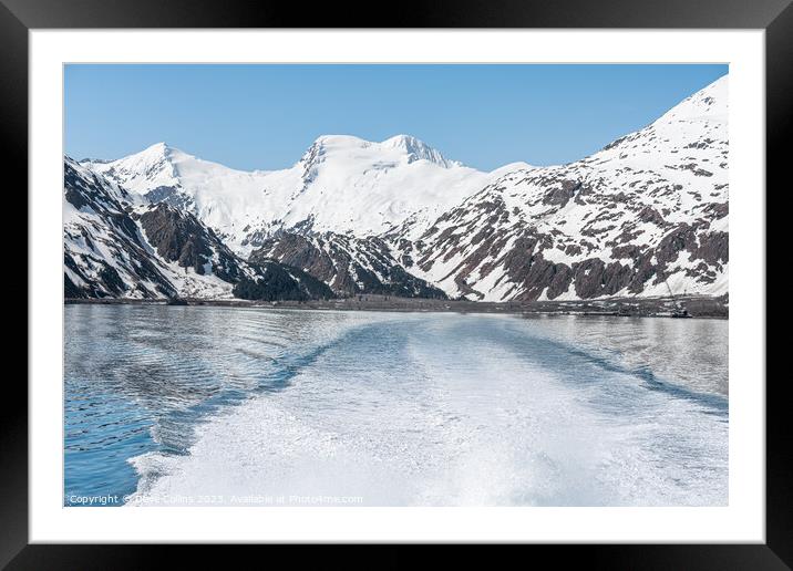 The wake of a boat and the mountains around Price William Sound, Alaska, USA Framed Mounted Print by Dave Collins