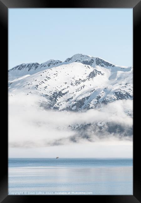 Fog on the mountains and sea in Passage Canal, Whittier, Alaska USA Framed Print by Dave Collins