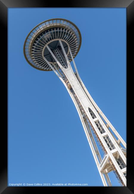 Dutch angle view of the Space Needle from Seattle Center, Seattle, Washington, USA Framed Print by Dave Collins