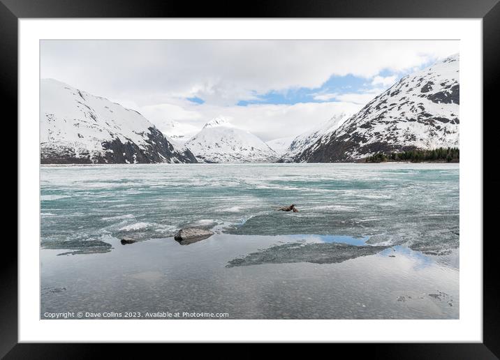 Ice sheets covering Portage Lake,  from the Begich Boggs Visitor Center with Bard Peak in the distance Framed Mounted Print by Dave Collins