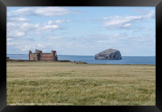 The remains of Tantallon Castle with Bass Rock in the Firth of Forth behind, North Berwick, East Lothian, Scotland Framed Print by Dave Collins