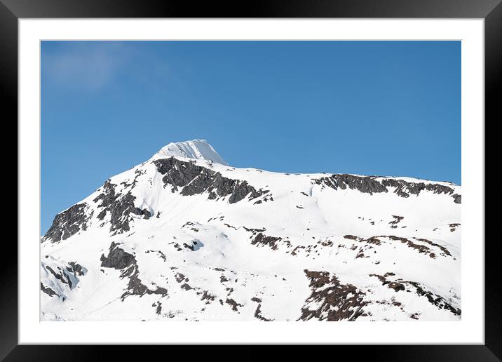 Sun and shadows on a snow covered mountain, Whittier, Alaska, USA Framed Mounted Print by Dave Collins